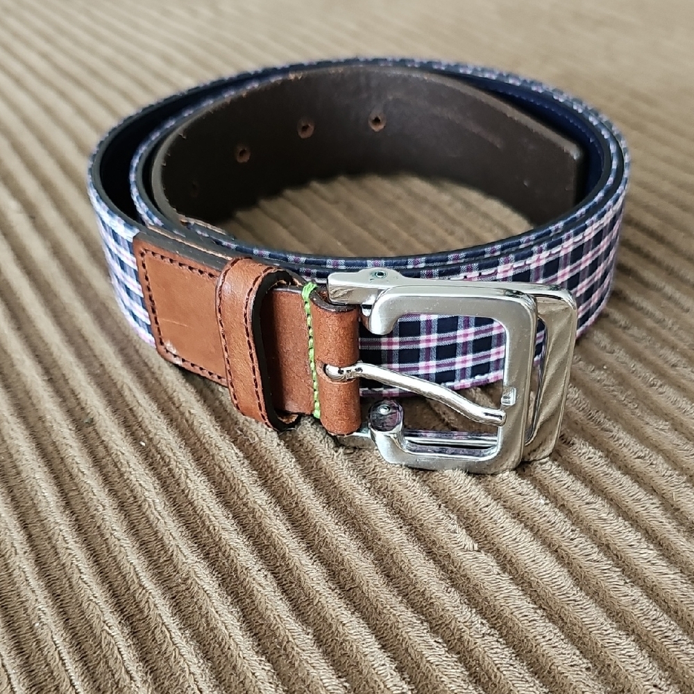 Stylish Brown and Blue Plaid Men's Belt